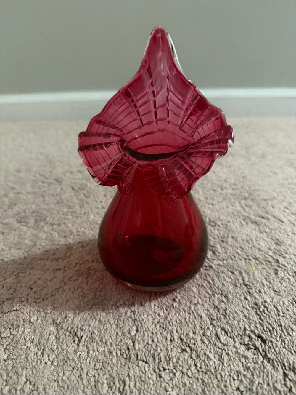 Decorative Ruby Red / Pink Glass Bud Vase - Home Accents